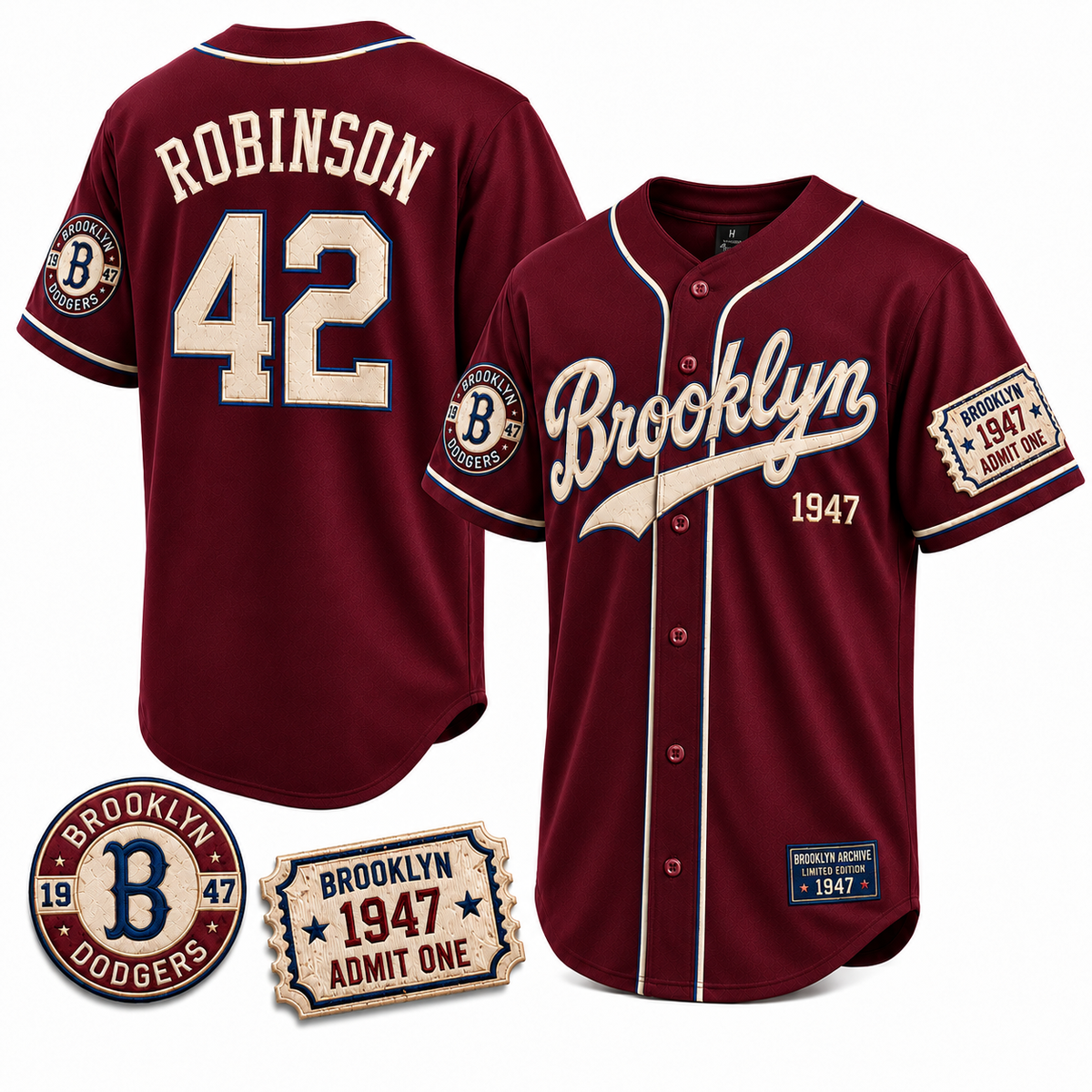 Brooklyn 1947 Legacy Collection – Heritage Baseball Jersey - All Stitched