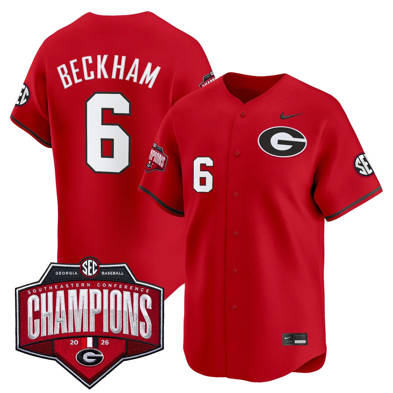 Men's Georgia Bulldogs Baseball Southeastern Confernce Champions 2026 Vapor Premier Limited Jersey - All Stitched