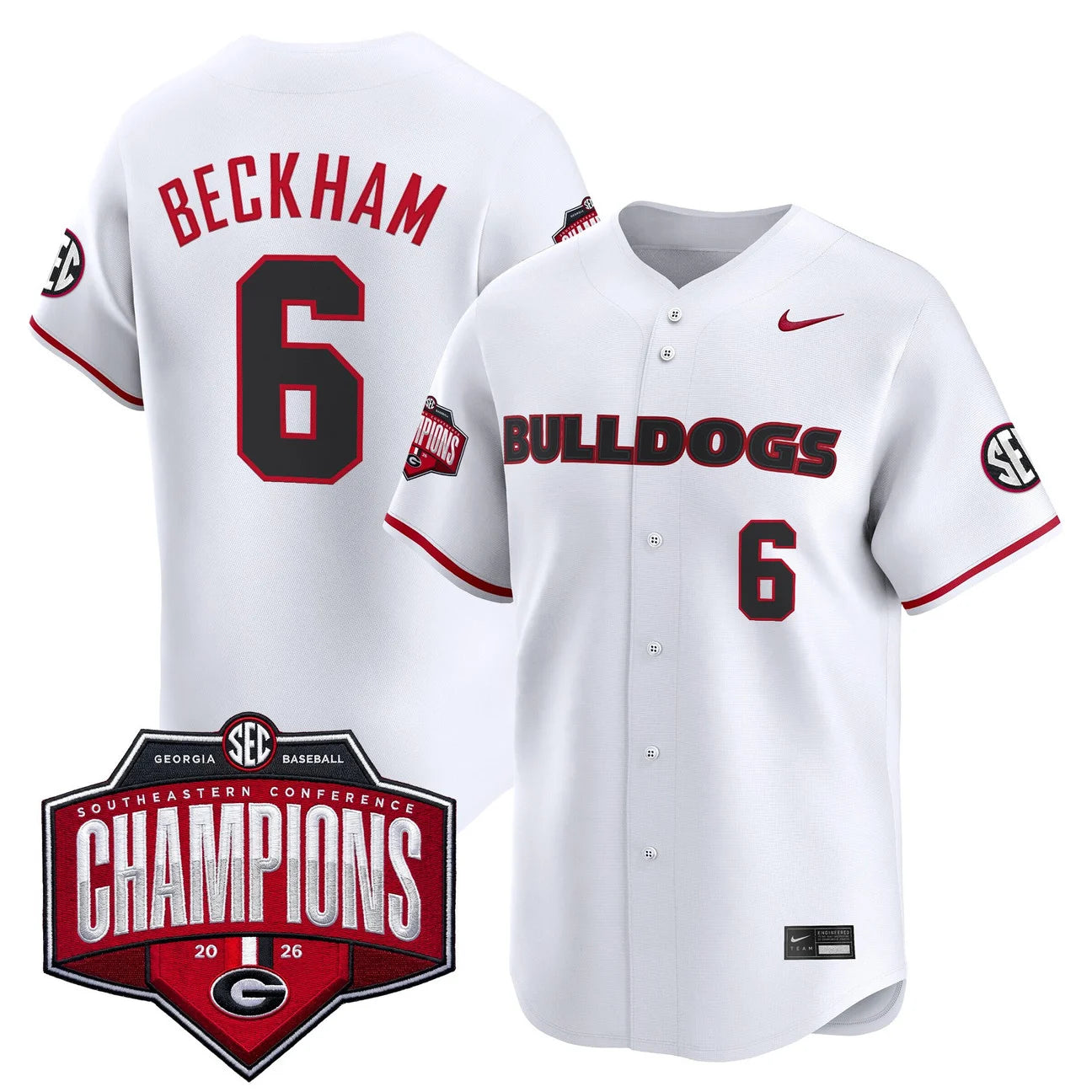 Men's Georgia Bulldogs Baseball Southeastern Confernce Champions 2026 Vapor Premier Limited Jersey - All Stitched