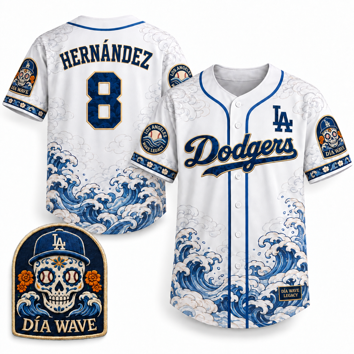 Los Angeles Día Wave Legacy Baseball Jersey - All Stitched