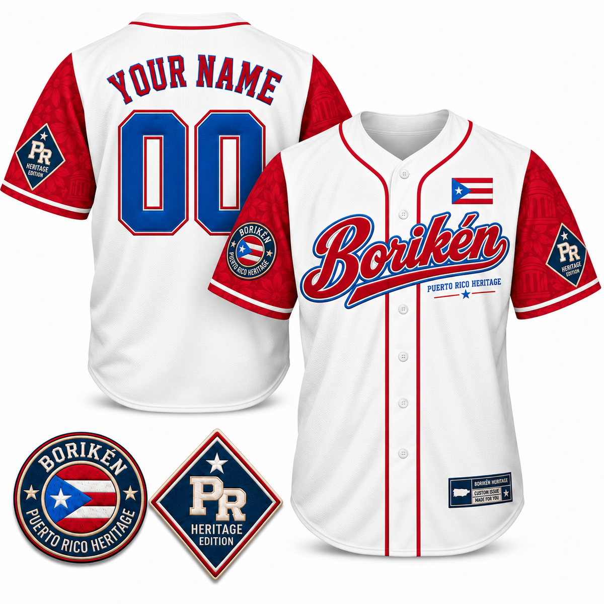 Puerto Rico Heritage Custom Baseball Jersey – All Stitched