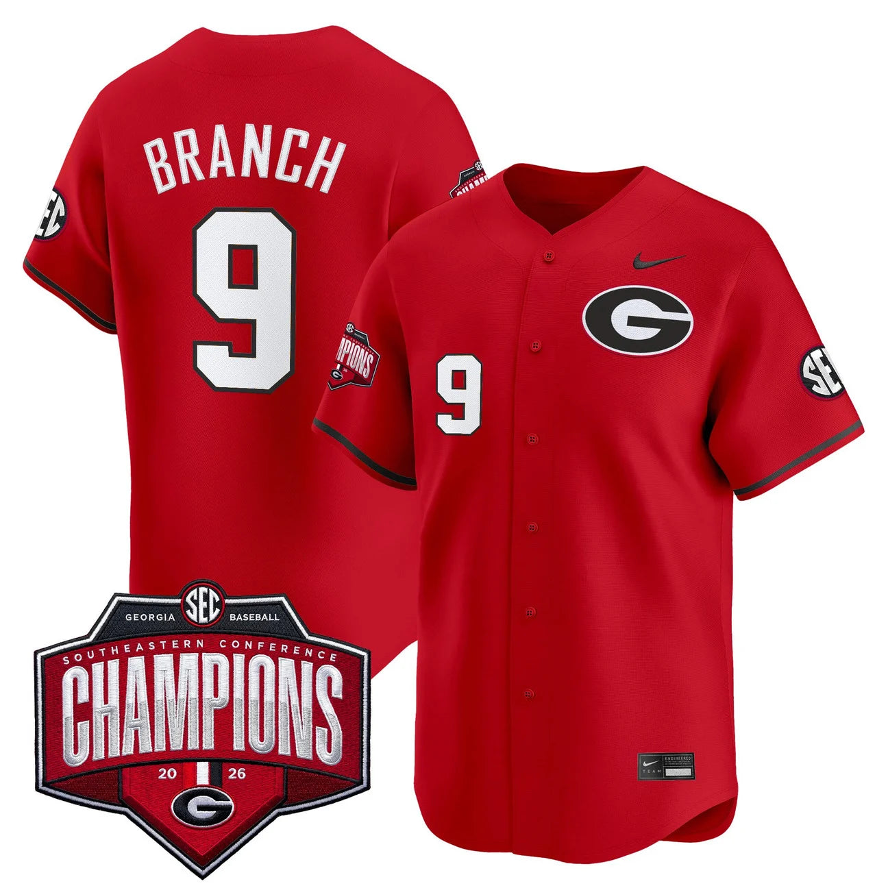 Men's Georgia Bulldogs Baseball Southeastern Confernce Champions 2026 Vapor Premier Limited Jersey - All Stitched
