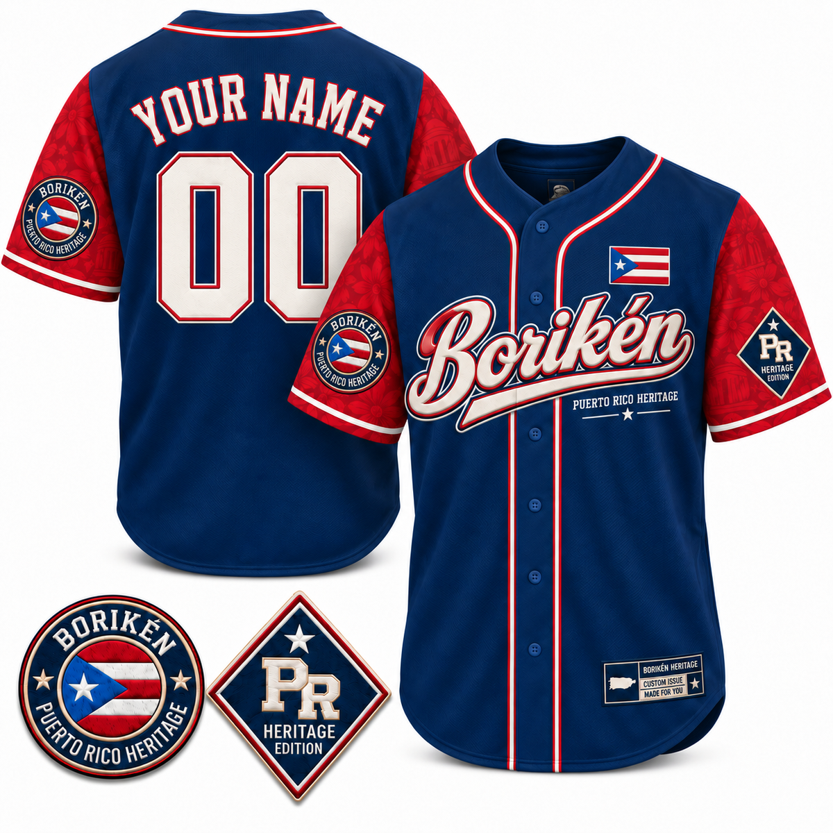Puerto Rico Heritage Custom Baseball Jersey – All Stitched