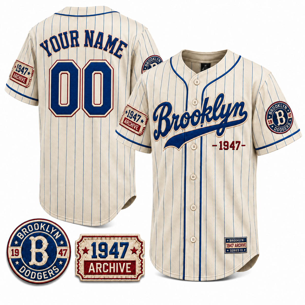 Pinstripe Brooklyn 1947 custom baseball jersey