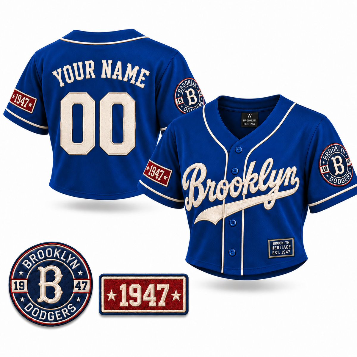 Women's Brooklyn 1947 custom crop top baseball jersey