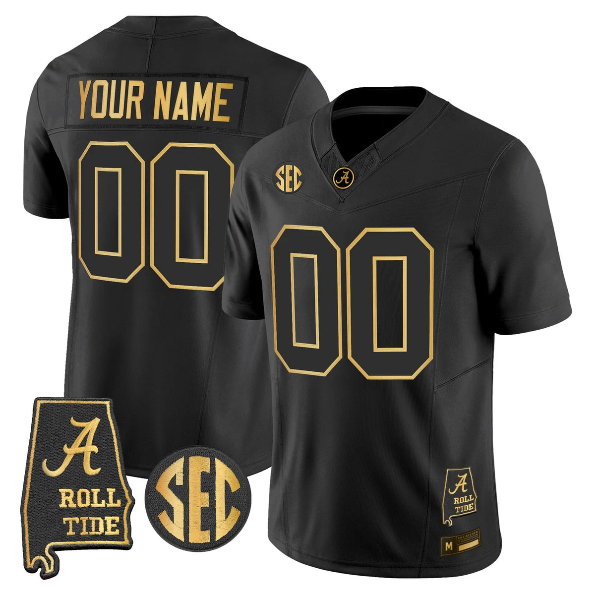 Alabama Crimson Tide Gold Custom Jersey