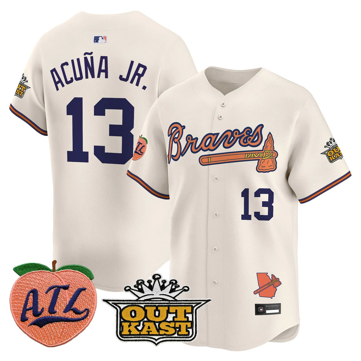 Men's Atlanta Braves Peach Vapor Premier Limited Jersey - All Stitched