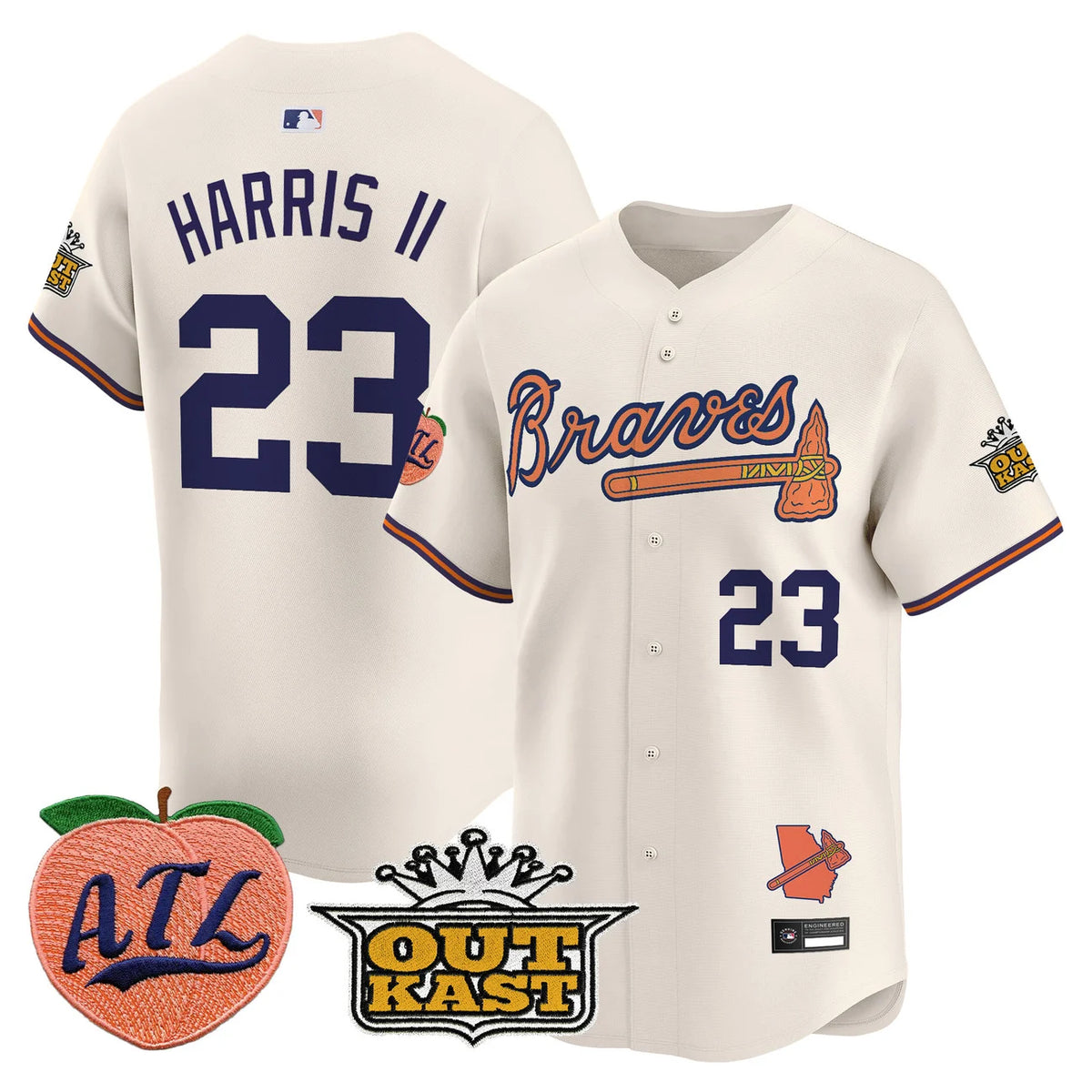 Men's Atlanta Braves Peach Vapor Premier Limited Jersey - All Stitched