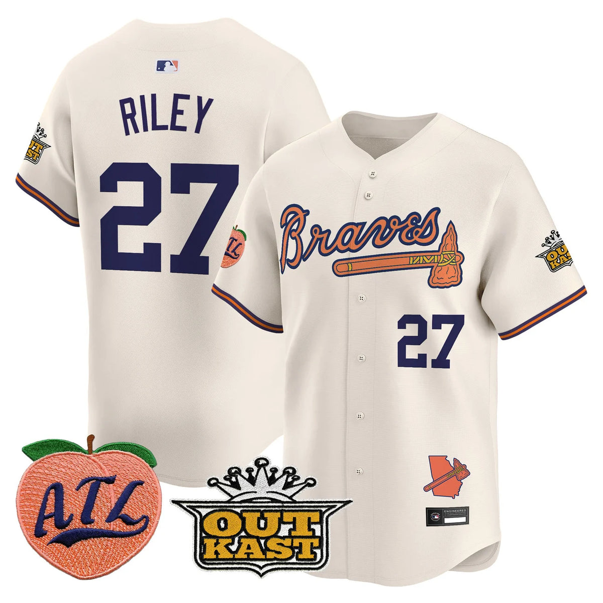 Men's Atlanta Braves Peach Vapor Premier Limited Jersey - All Stitched