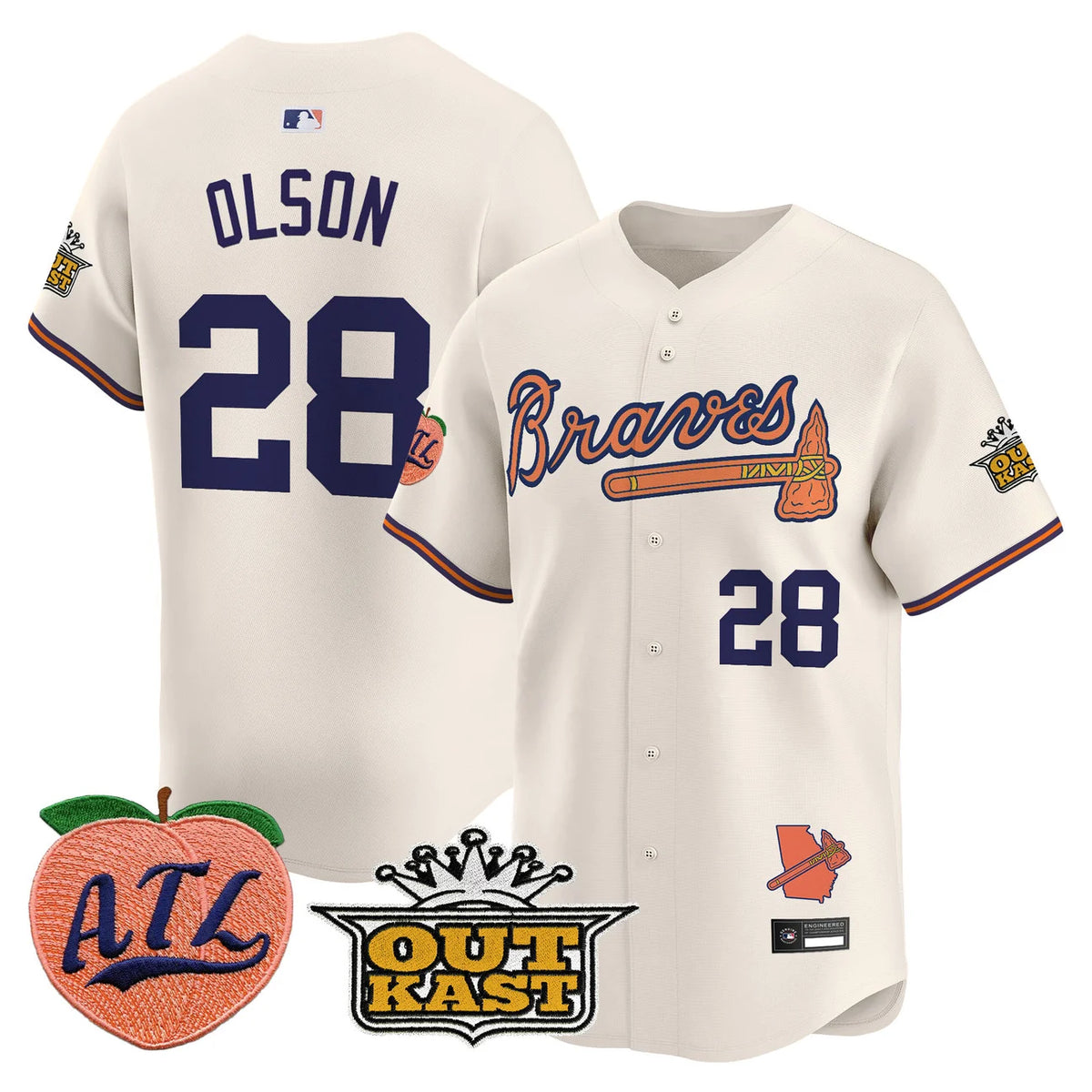 Men's Atlanta Braves Peach Vapor Premier Limited Jersey - All Stitched