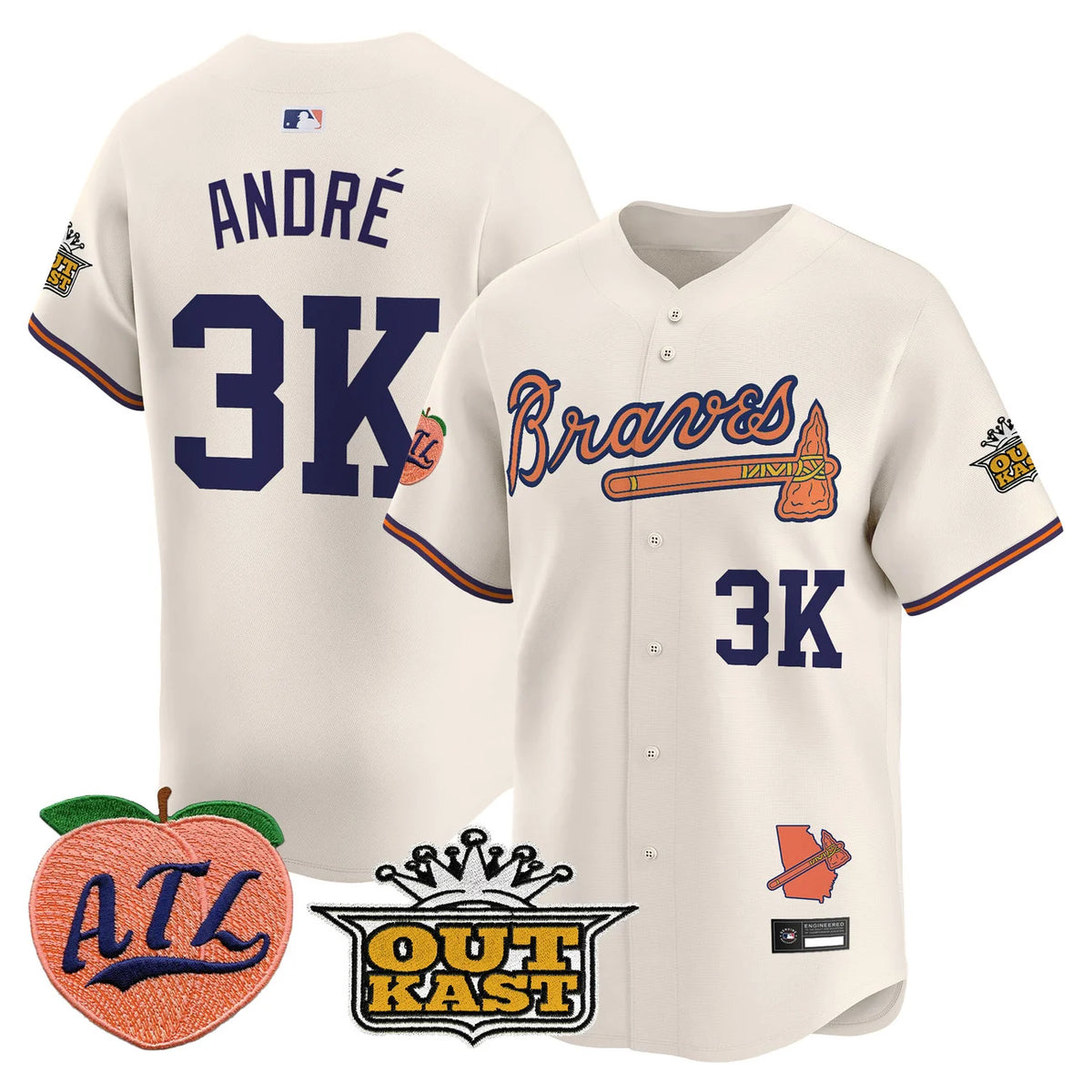 Men's Atlanta Braves Peach Vapor Premier Limited Jersey - All Stitched