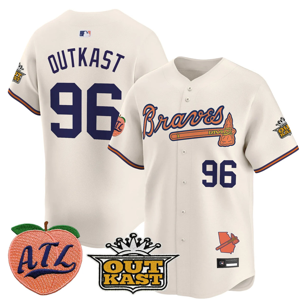Men's Atlanta Braves Peach Vapor Premier Limited Jersey - All Stitched
