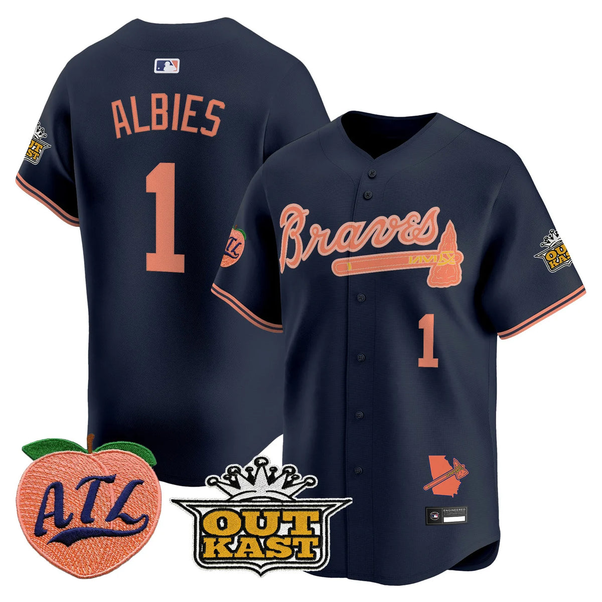 Men's Atlanta Braves Peach Vapor Premier Limited Jersey - All Stitched