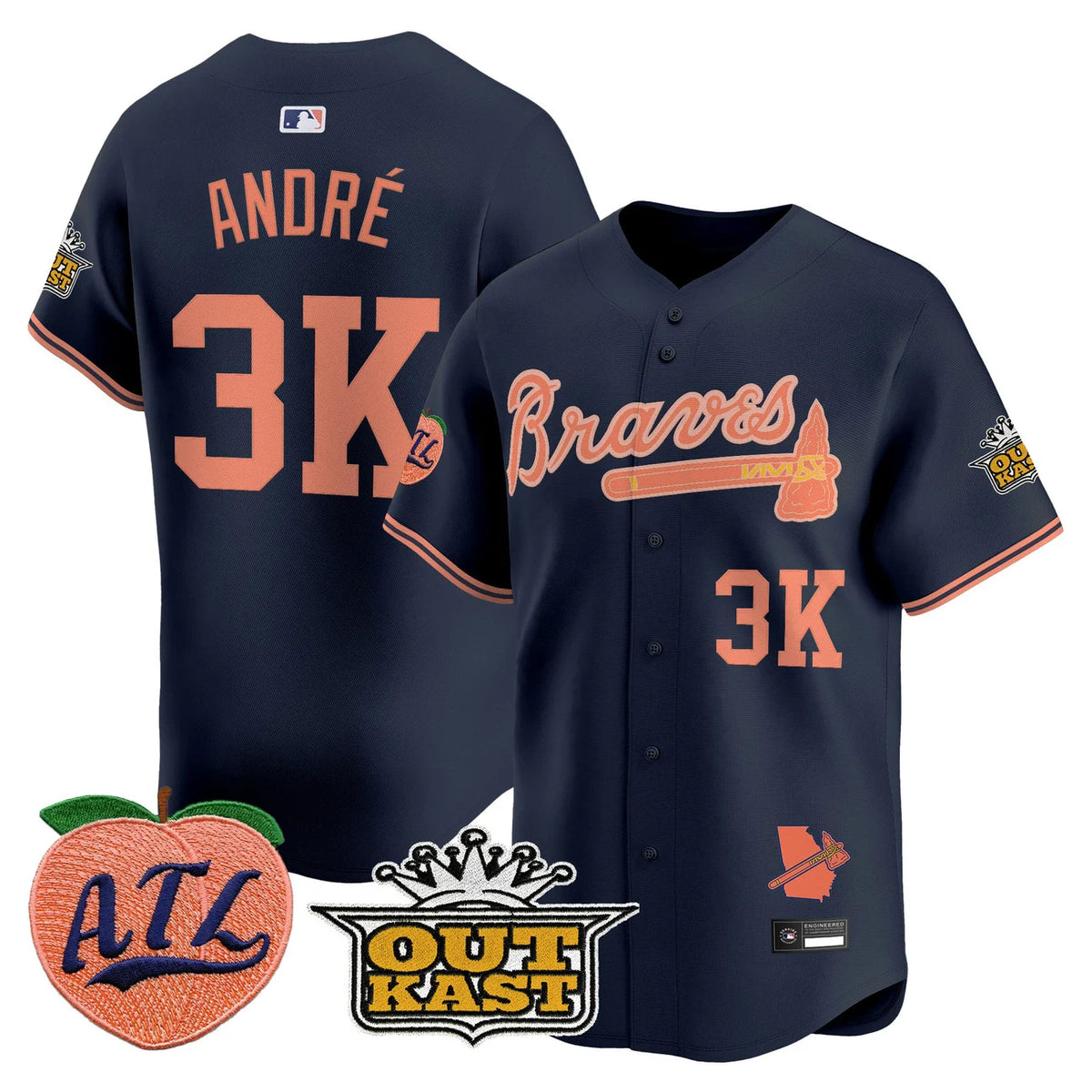 Men's Atlanta Braves Peach Vapor Premier Limited Jersey - All Stitched