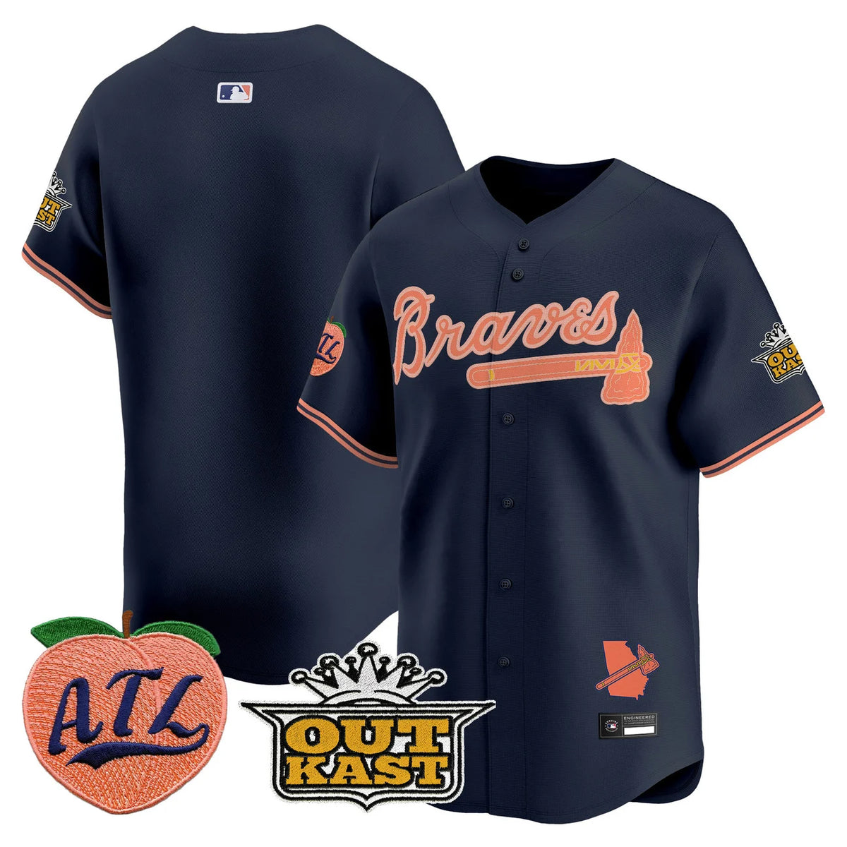 Men's Atlanta Braves Peach Vapor Premier Limited Jersey - All Stitched