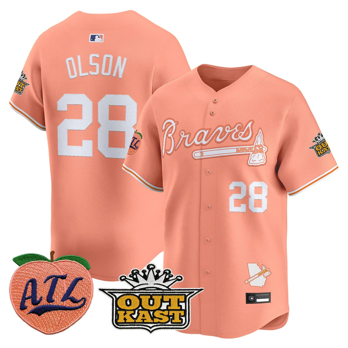 Men's Atlanta Braves Peach Vapor Premier Limited Jersey - All Stitched