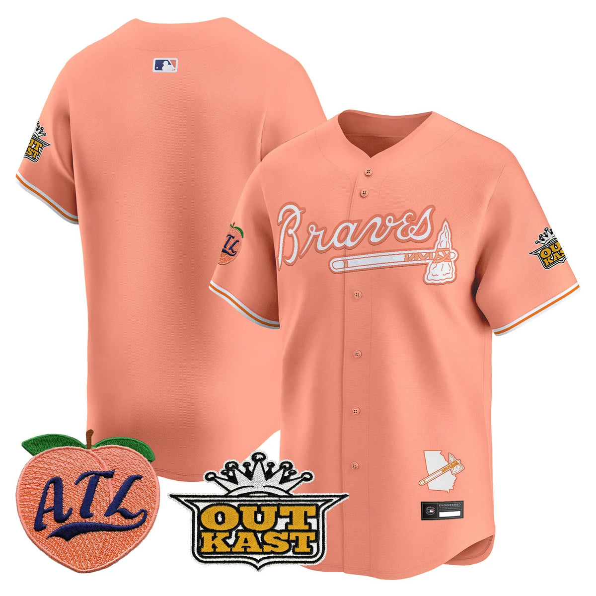 Men's Atlanta Braves Peach Vapor Premier Limited Jersey - All Stitched