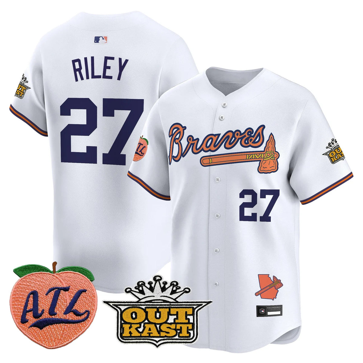 Men's Atlanta Braves Peach Vapor Premier Limited Jersey - All Stitched