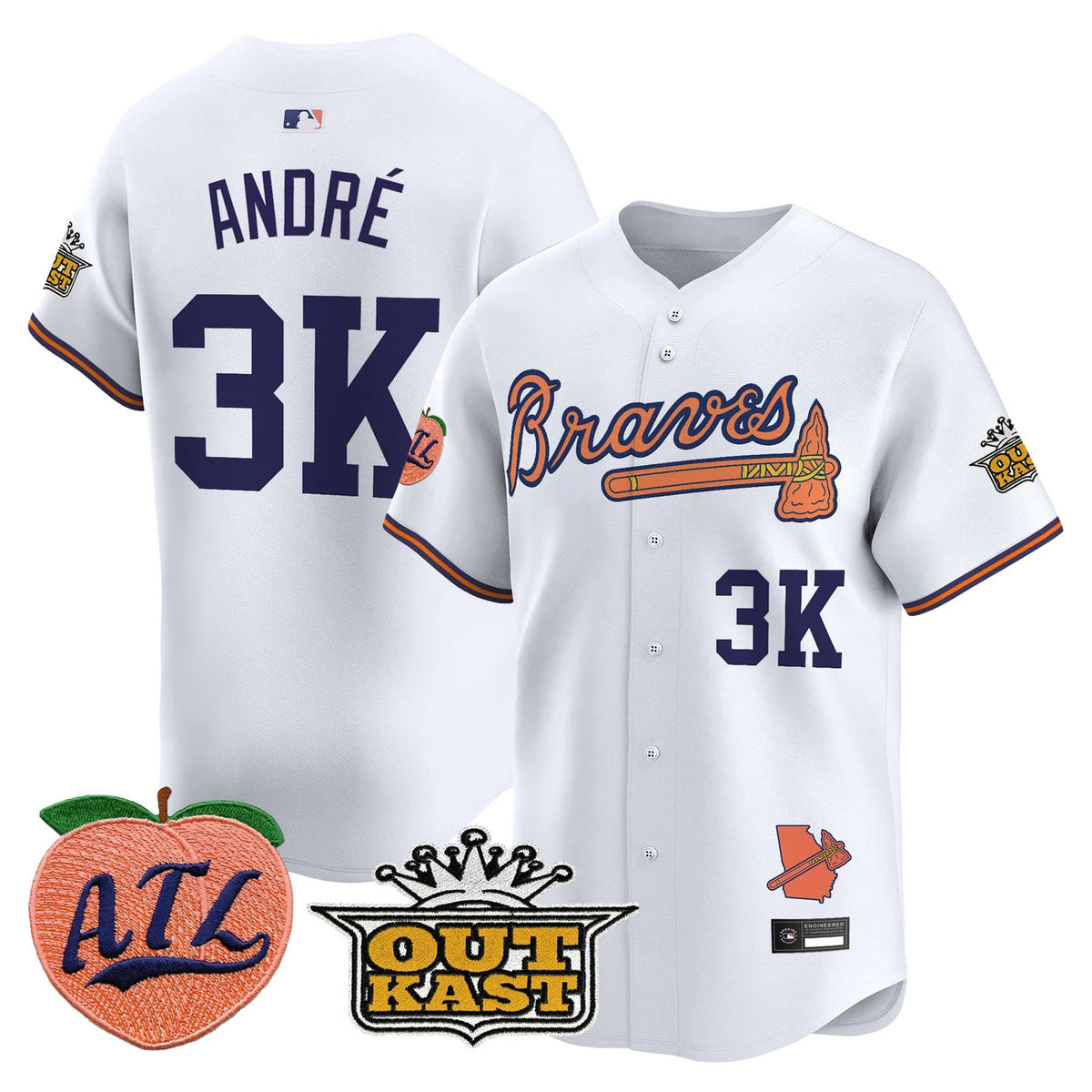 Men's Atlanta Braves Peach Vapor Premier Limited Jersey - All Stitched