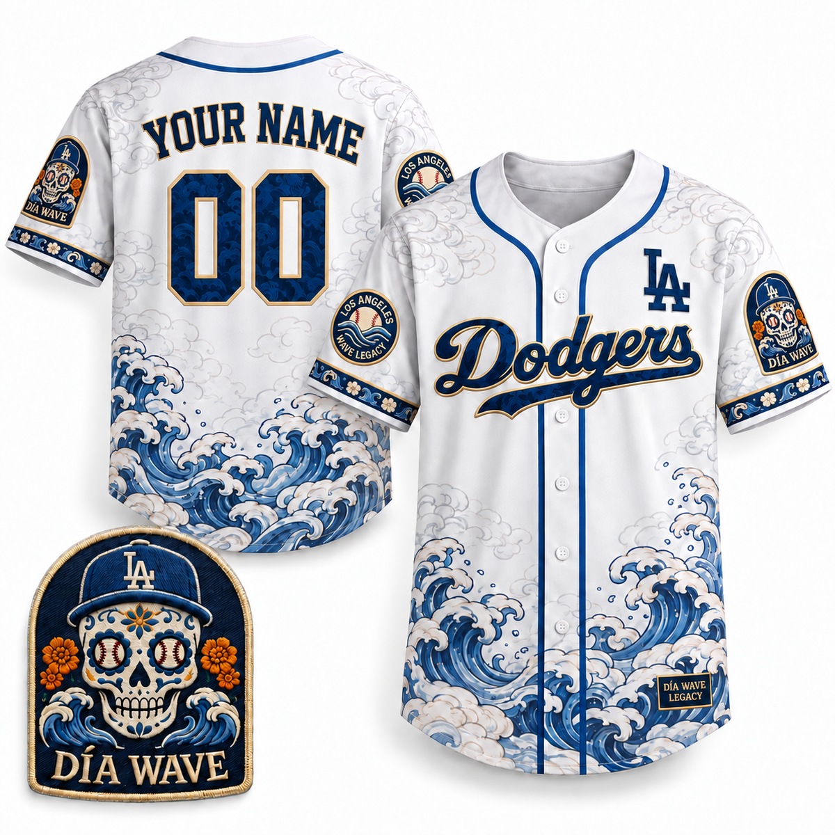 Los Angeles Día Wave Legacy Custom Baseball Jersey- All Stitched