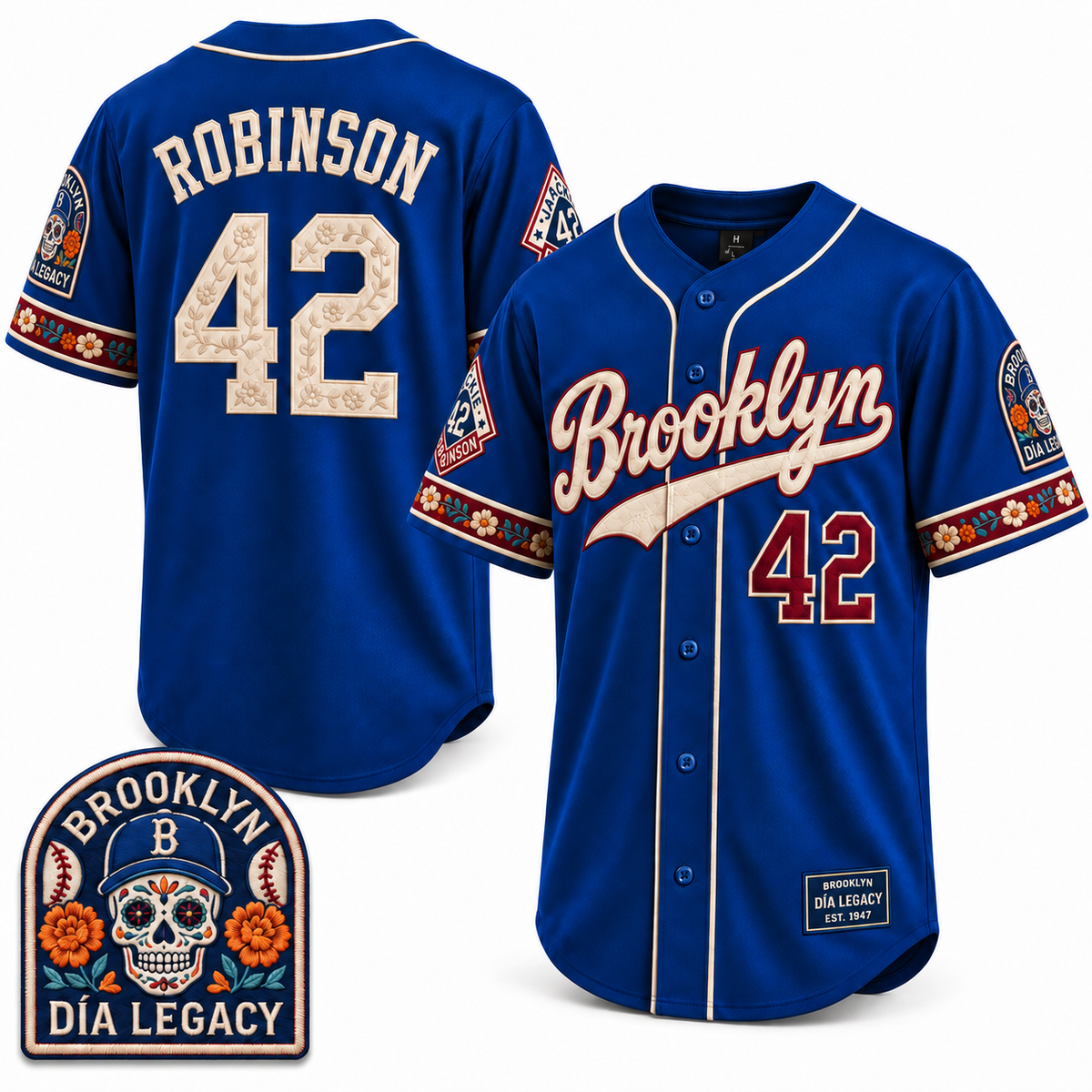 Brooklyn Día Heritage 42 Legacy Baseball Jersey - All Stitched