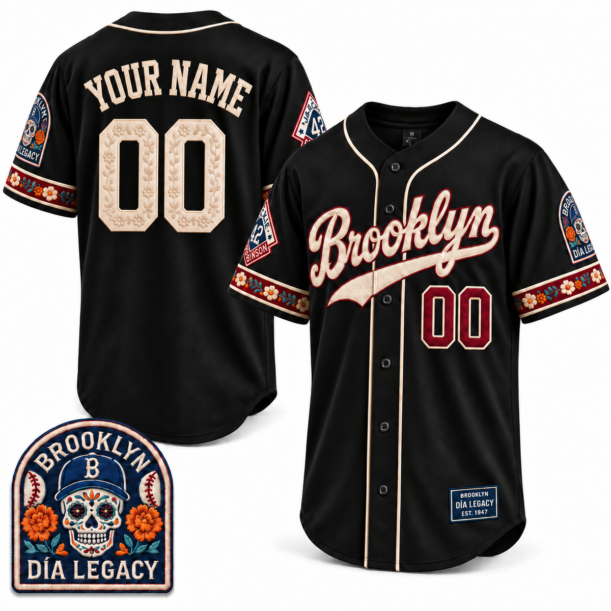 Brooklyn Día Legacy Custom Baseball Jersey in lack