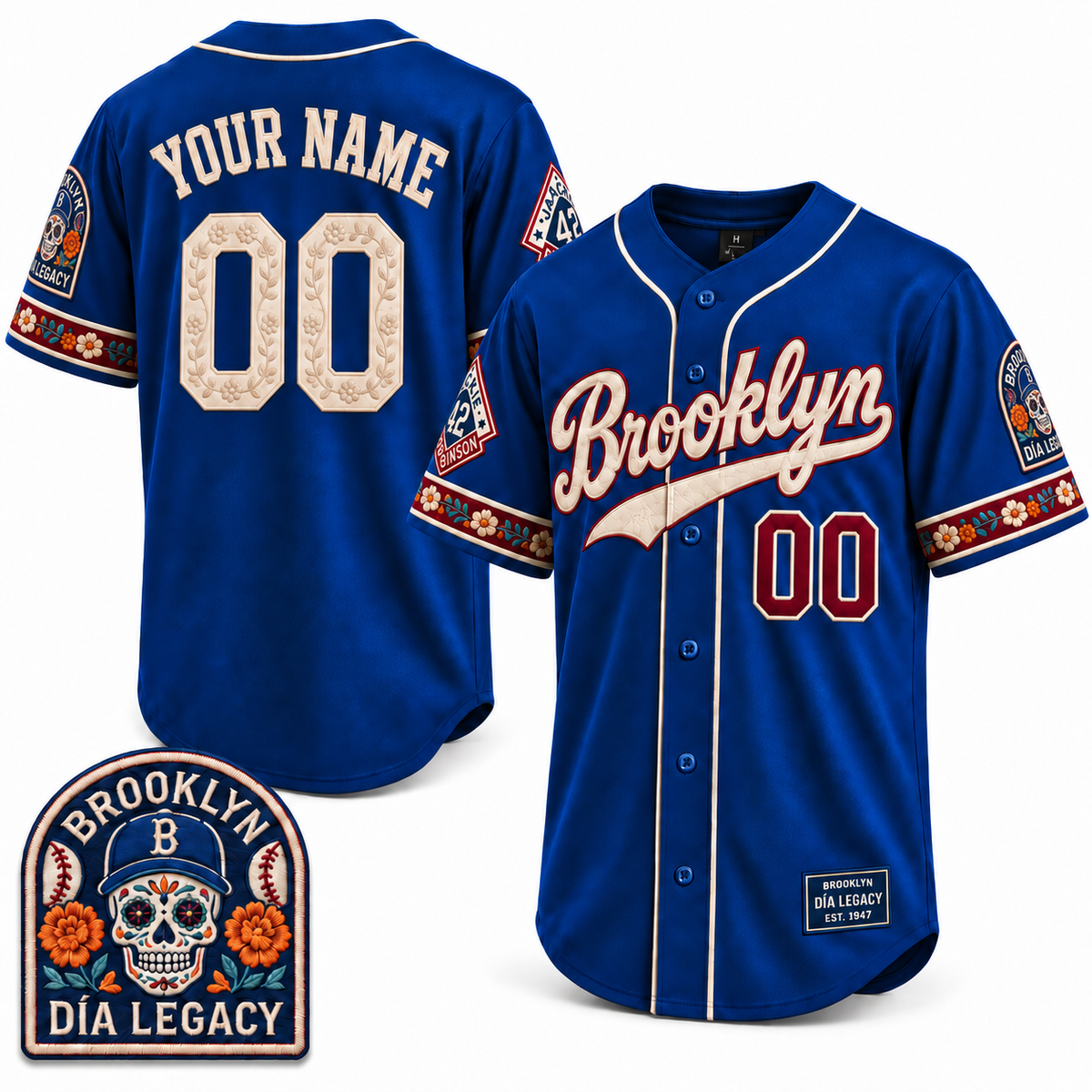 Brooklyn Día Legacy Custom Baseball Jersey - All Stitched