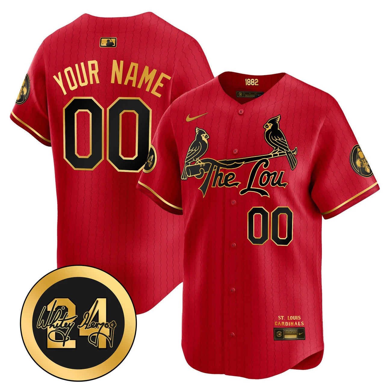 St. Louis Cardinals Whitey Herzog Patch Vapor Premier Limited Custom Jersey - All Stitched