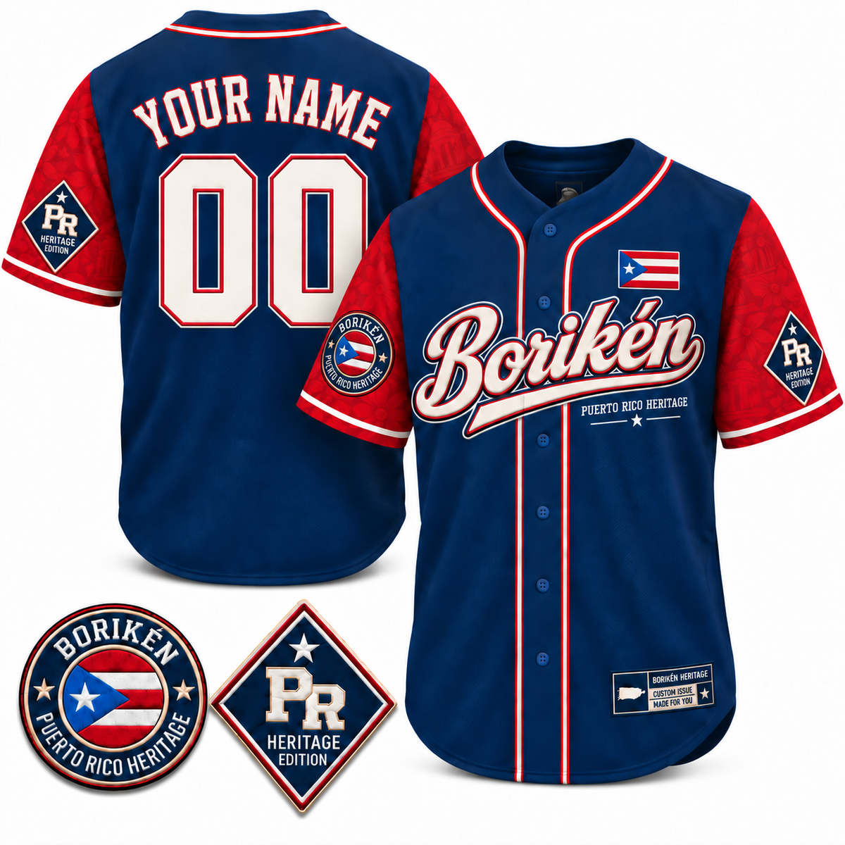 Puerto Rico Heritage Custom Baseball Jersey – All Stitched