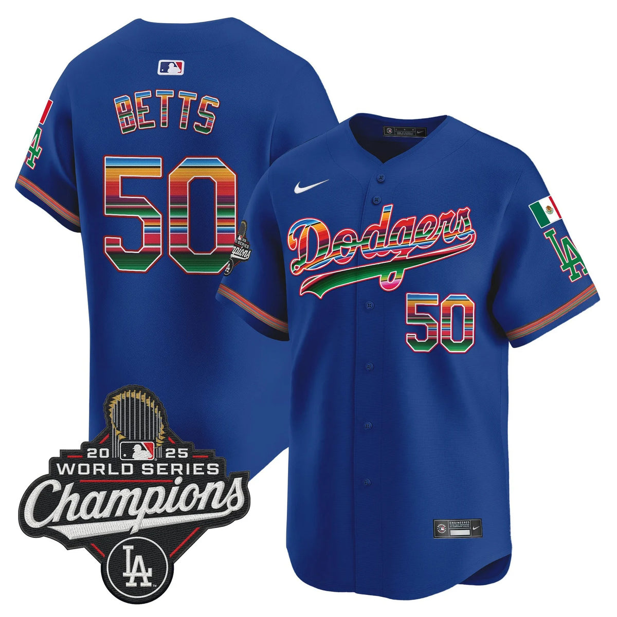 Men's Dodgers Mexico 2025 World Series Champions Royal Jersey