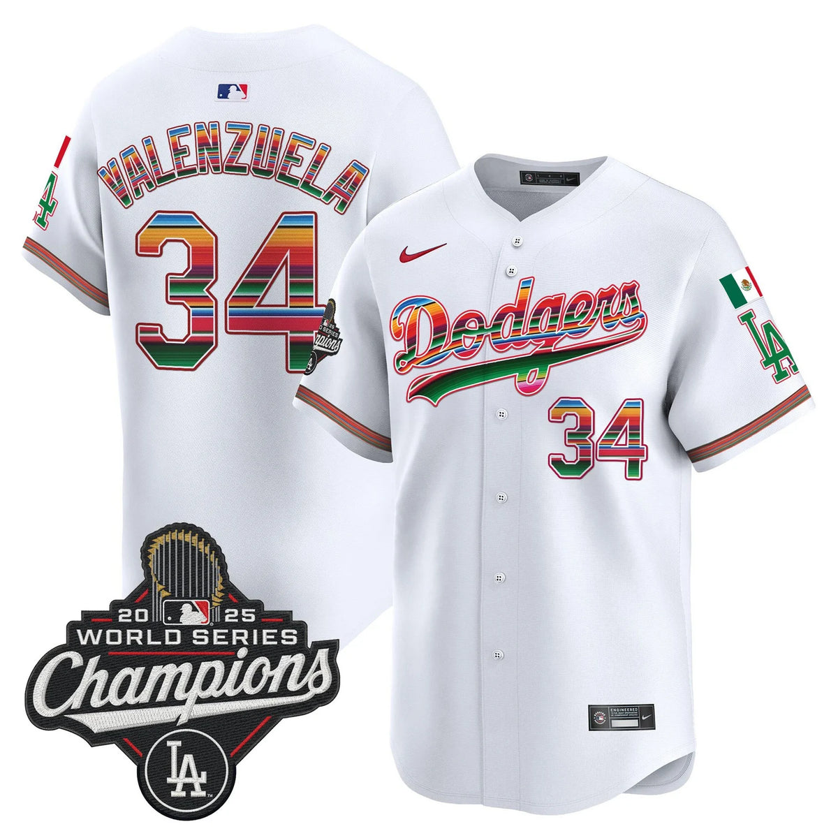 Men's Dodgers Mexico 2025 World Series Champions Jersey in White