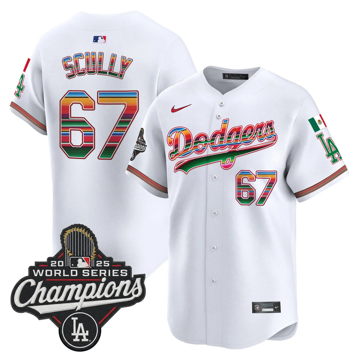 Men's Dodgers Mexico 2025 World Series Champions Vapor Premier Limited Jersey - All Stitched