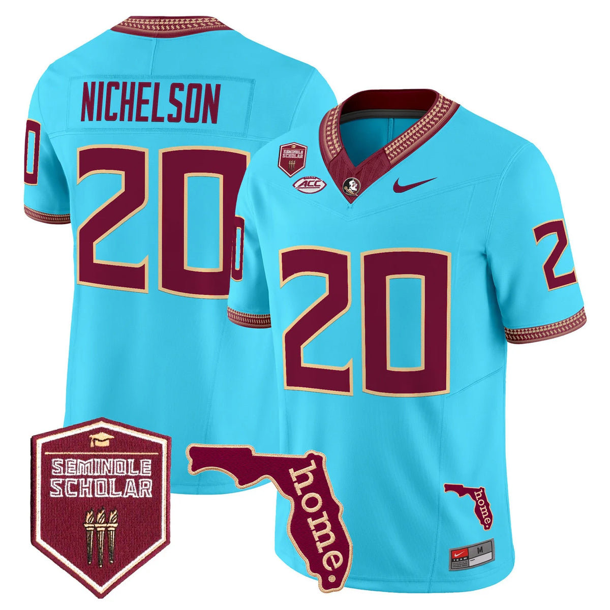 Florida State Seminoles 2026 Seminole Scholar Patch Jersey in turquoise