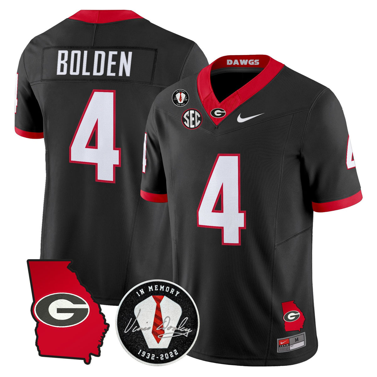 Men's Georgia Bulldogs 2026 Georgia Map & Vince Dooley Patch Vapor Limited Jersey - All Stitched