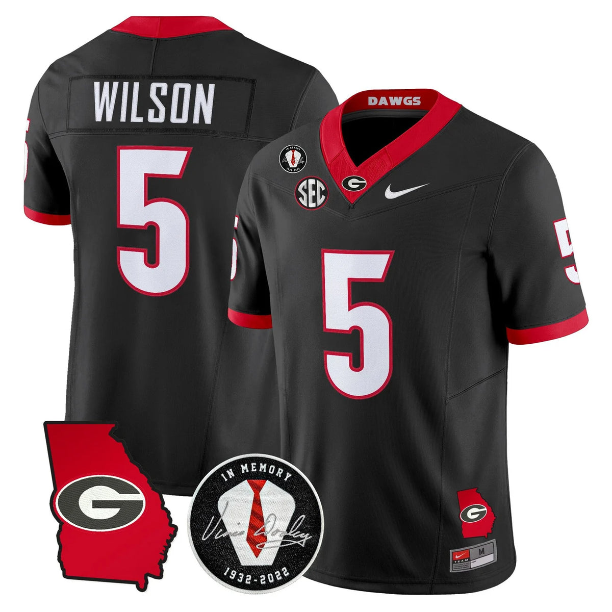 Men's Georgia Bulldogs 2026 Georgia Map & Vince Dooley Patch Vapor Limited Jersey - All Stitched