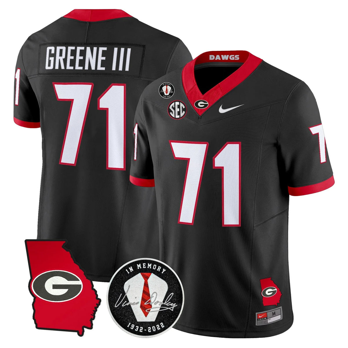 Men's Georgia Bulldogs 2026 Georgia Map & Vince Dooley Patch Vapor Limited Jersey - All Stitched