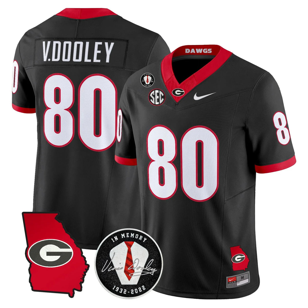 Men's Georgia Bulldogs 2026 Georgia Map & Vince Dooley Patch Vapor Limited Jersey - All Stitched