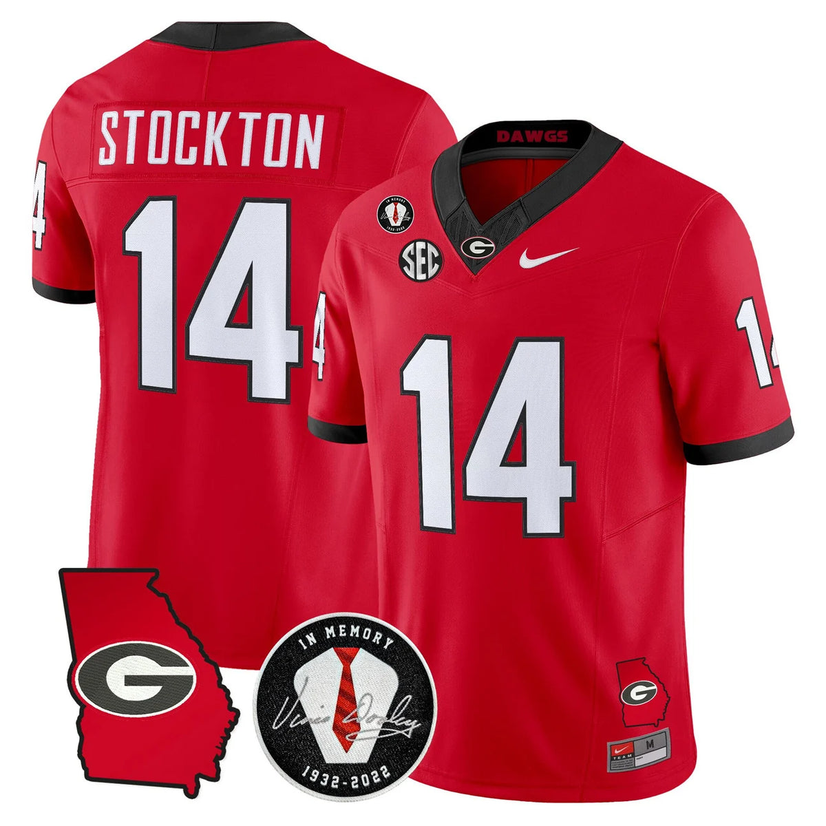 Men's Georgia Bulldogs 2026 Georgia Map & Vince Dooley Patch Vapor Limited Jersey - All Stitched