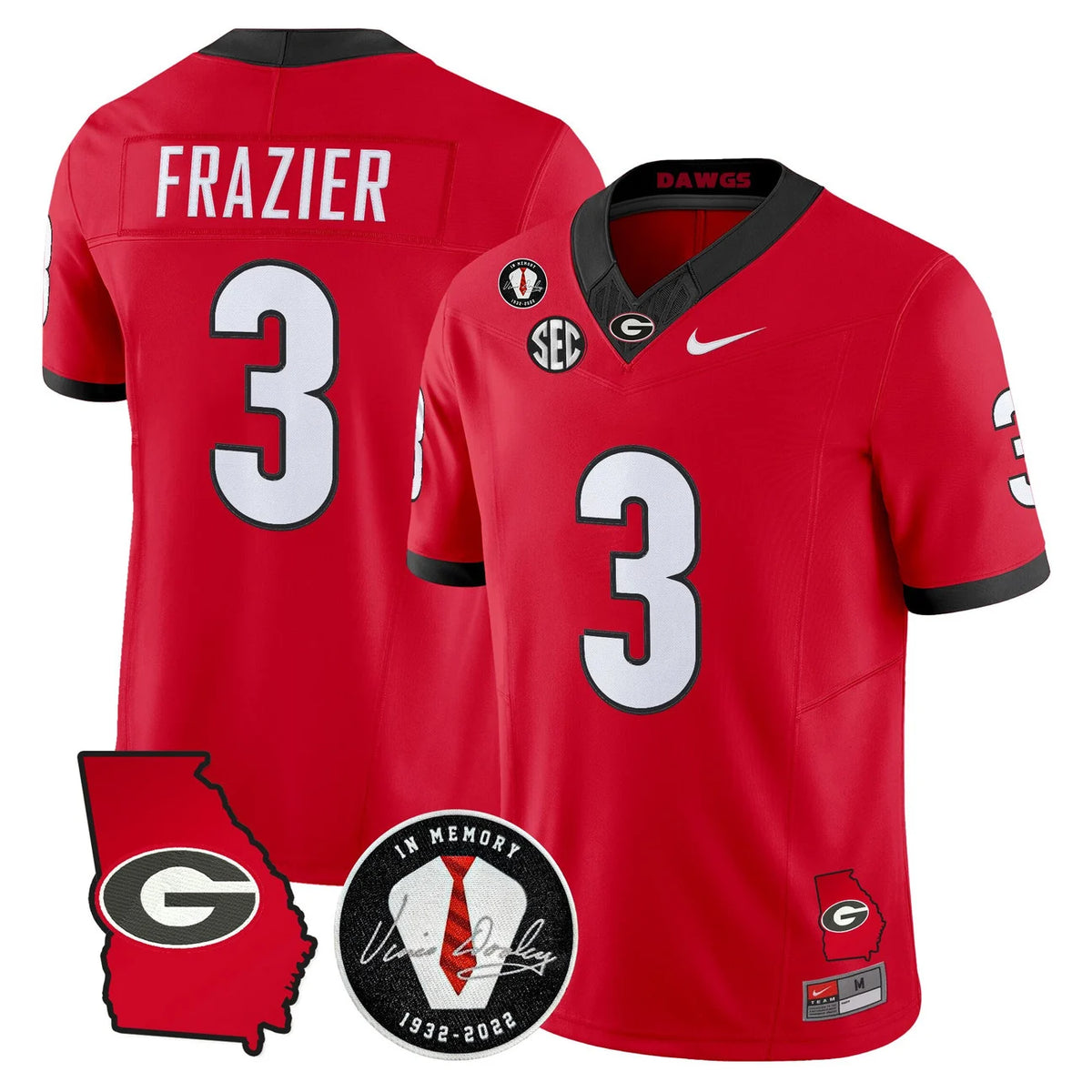 Men's Georgia Bulldogs 2026 Georgia Map & Vince Dooley Patch Vapor Limited Jersey - All Stitched