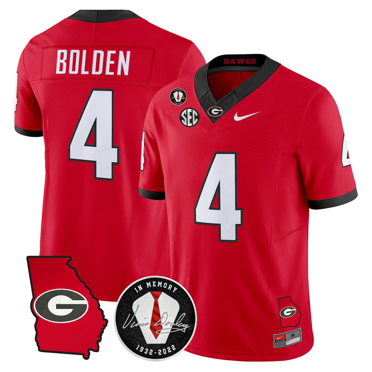 Men's Georgia Bulldogs 2026 Georgia Map & Vince Dooley Patch Vapor Limited Jersey - All Stitched