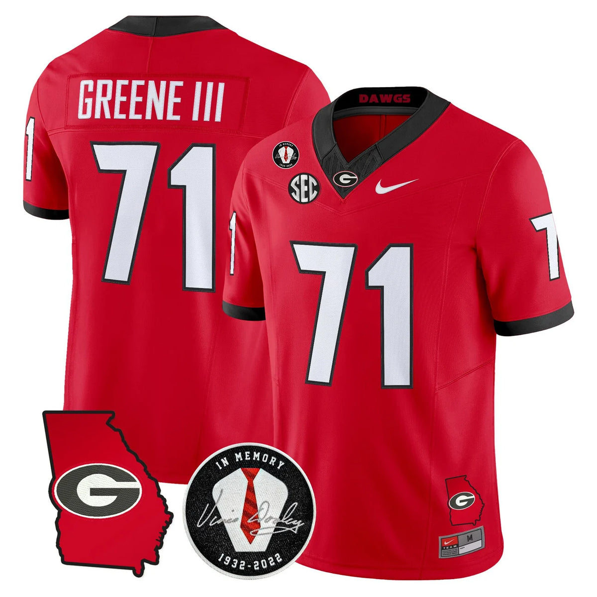Men's Georgia Bulldogs 2026 Georgia Map & Vince Dooley Patch Vapor Limited Jersey - All Stitched