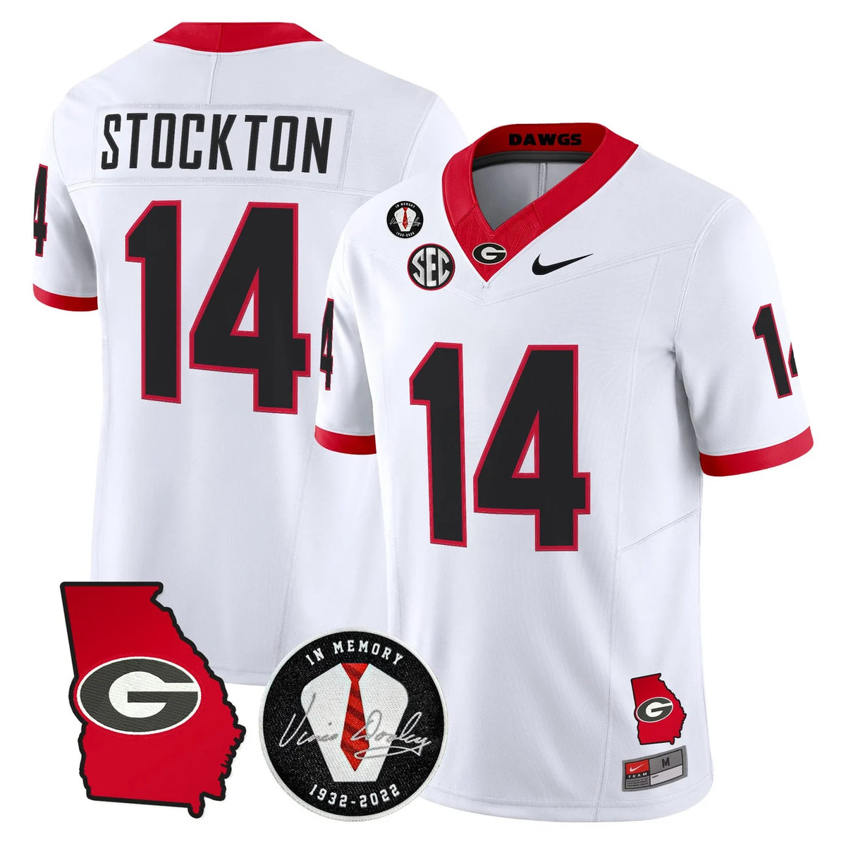 Men's Georgia Bulldogs 2026 Georgia Map & Vince Dooley Patch Vapor Limited Jersey - All Stitched