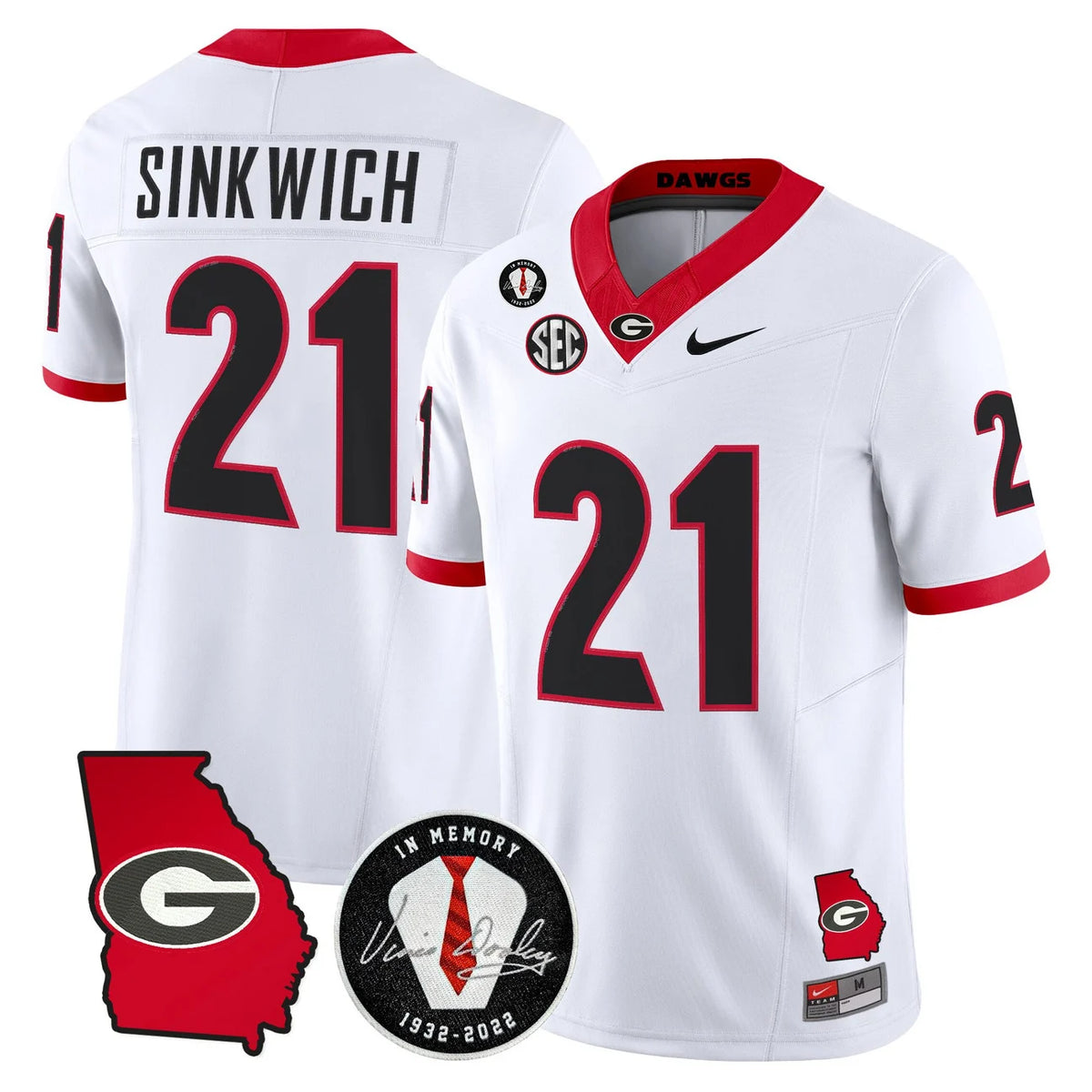 Men's Georgia Bulldogs 2026 Georgia Map & Vince Dooley Patch Vapor Limited Jersey - All Stitched
