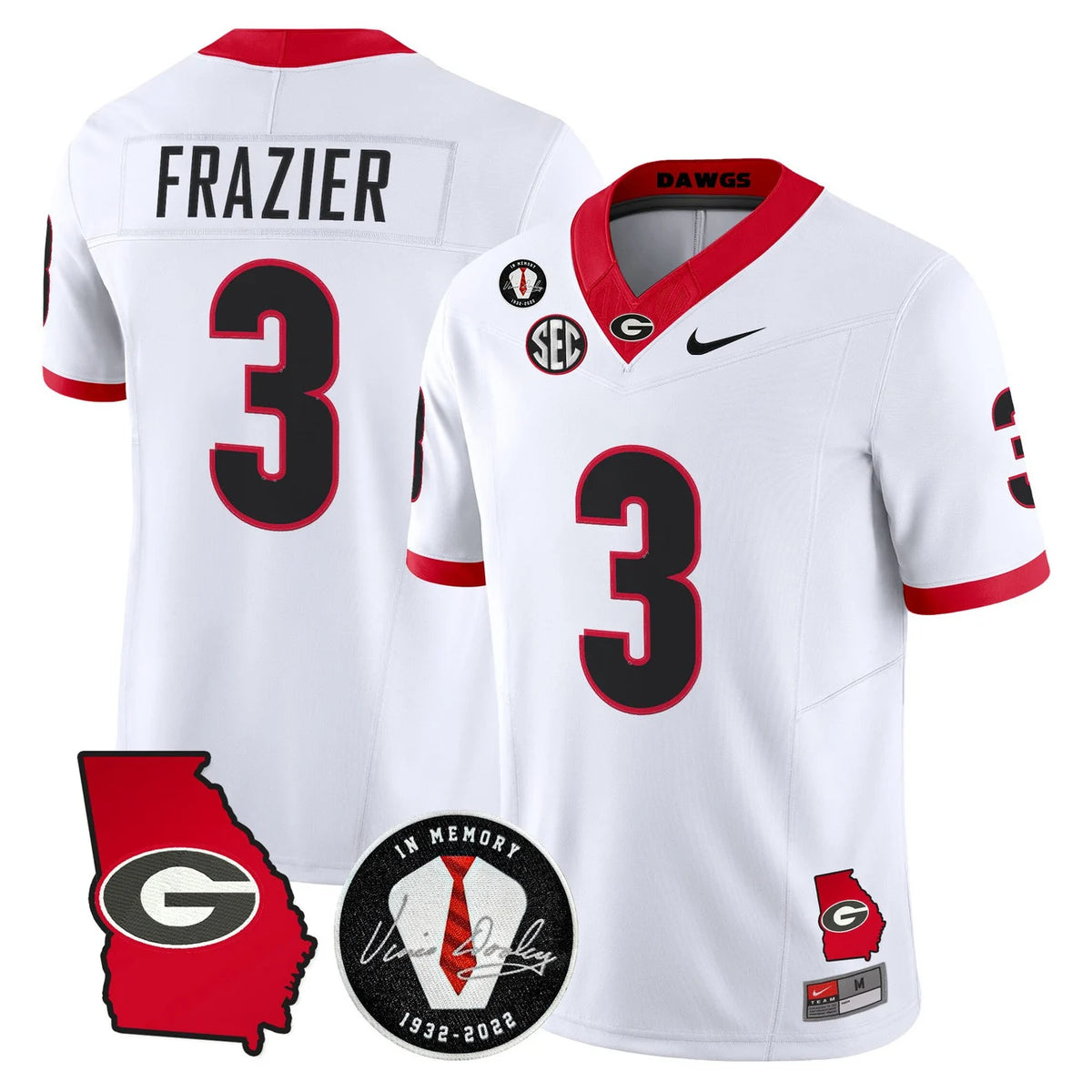 Men's Georgia Bulldogs 2026 Georgia Map & Vince Dooley Patch Vapor Limited Jersey - All Stitched