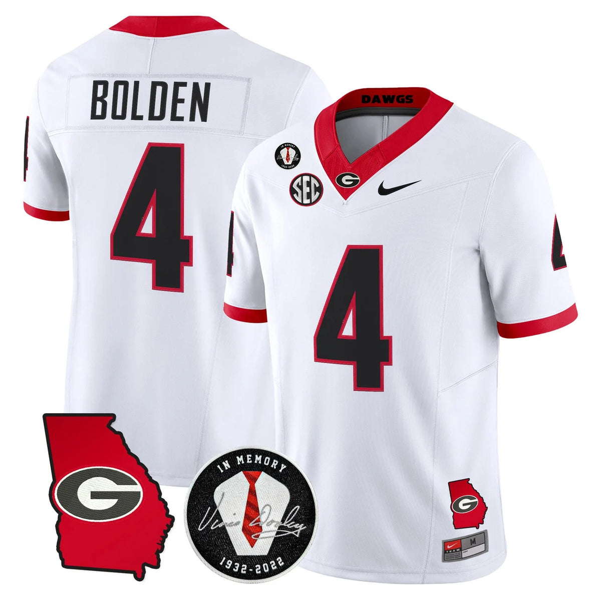 Men's Georgia Bulldogs 2026 Georgia Map & Vince Dooley Patch Vapor Limited Jersey - All Stitched