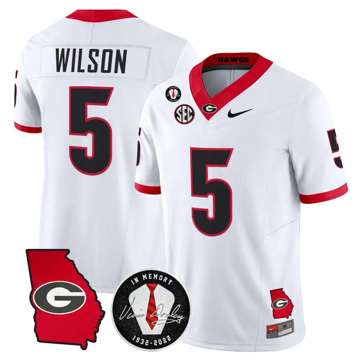 Men's Georgia Bulldogs 2026 Georgia Map & Vince Dooley Patch Vapor Limited Jersey - All Stitched