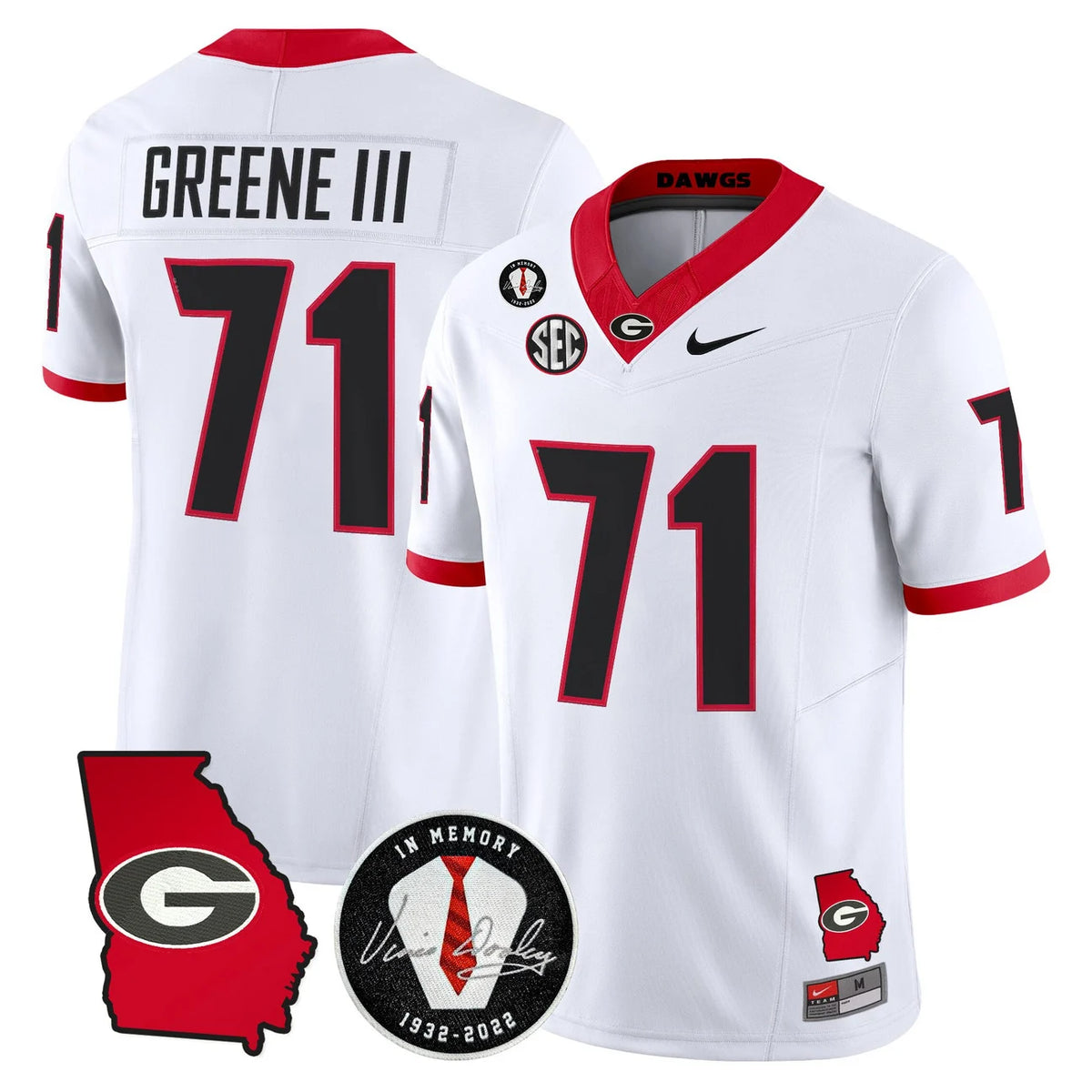 Men's Georgia Bulldogs 2026 Georgia Map & Vince Dooley Patch Vapor Limited Jersey - All Stitched