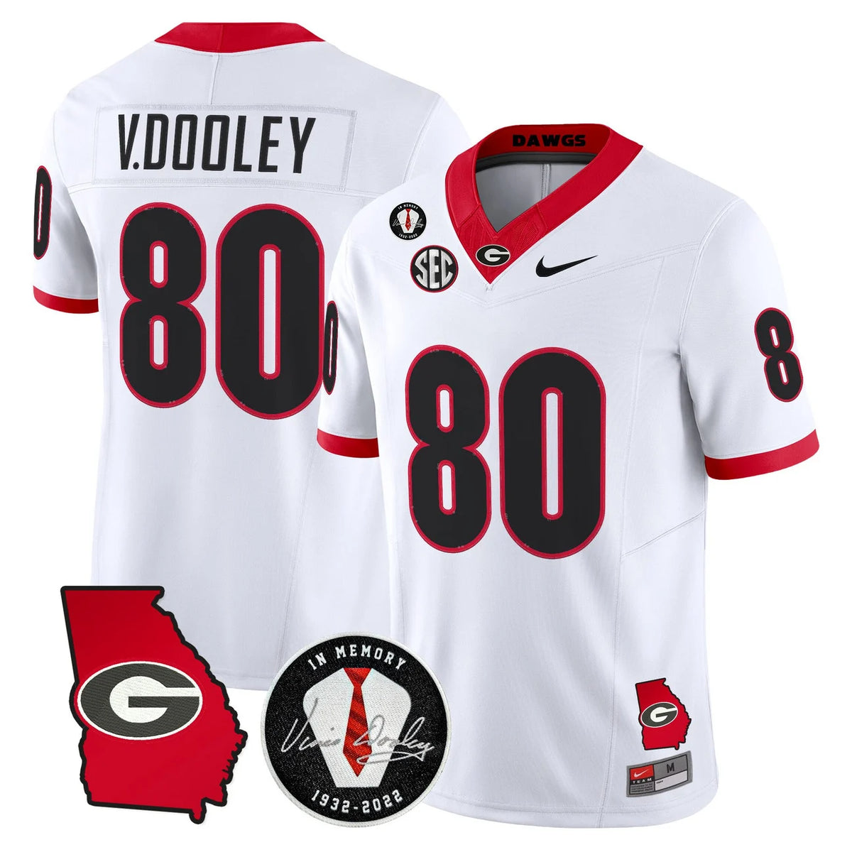 Men's Georgia Bulldogs 2026 Georgia Map & Vince Dooley Patch Vapor Limited Jersey - All Stitched