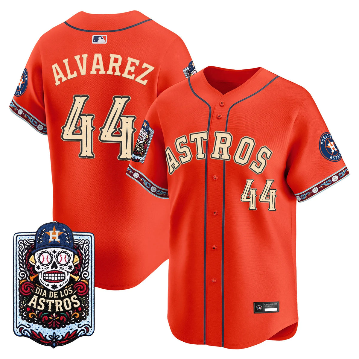 Men's Houston Astros Día de los Muertos Baseball Jersey - Orange