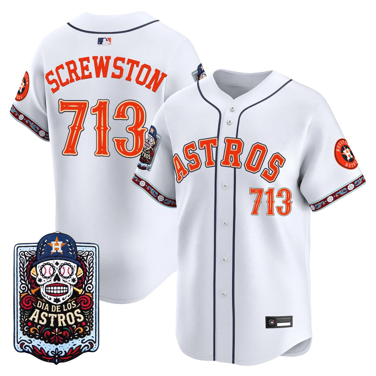 Men's Houston Astros Día de los Muertos Baseball Jersey - White
